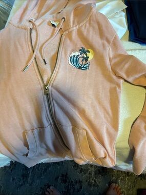 Roxy Peach Zip Hoodie with Surf Palm Patch